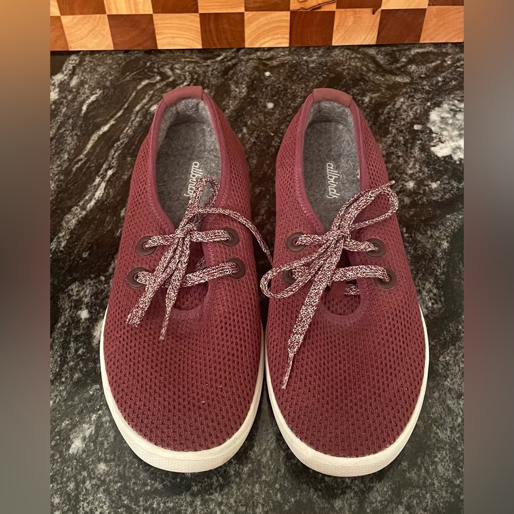 allbirds Burgundy Knit Lace-Up Sneakers